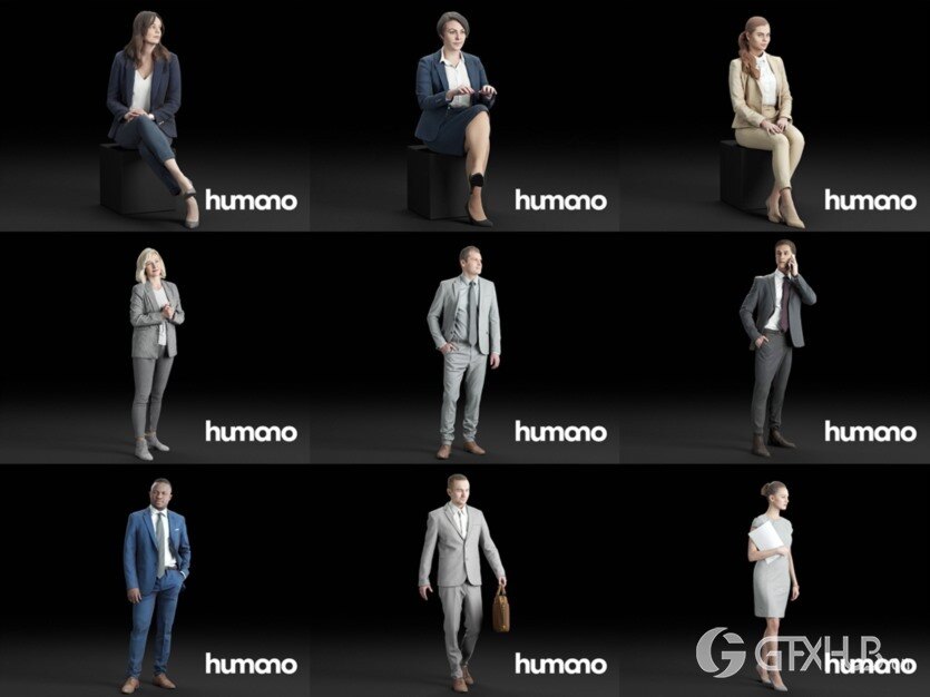 56个3DMAX人物模型合辑 Humano3d People – 56 Models