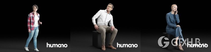 56个3DMAX人物模型合辑 Humano3d People – 56 Models