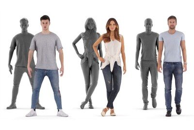 3个带骨骼动作3D人物模型下载 3D Animated People