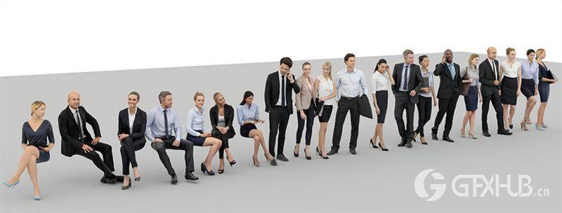 20个商务人士3DMAX模型 RenderPeople Business 3D People