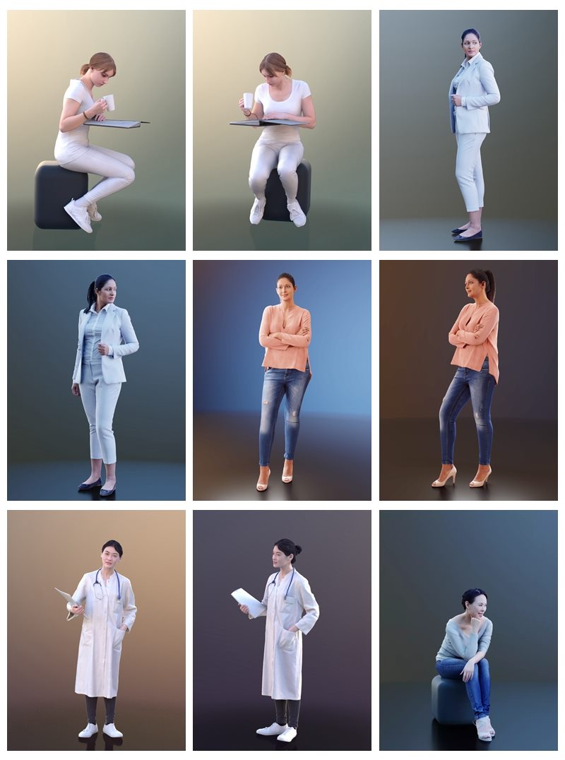3D People-24个女性3D人物模型 3D People Female 3D model