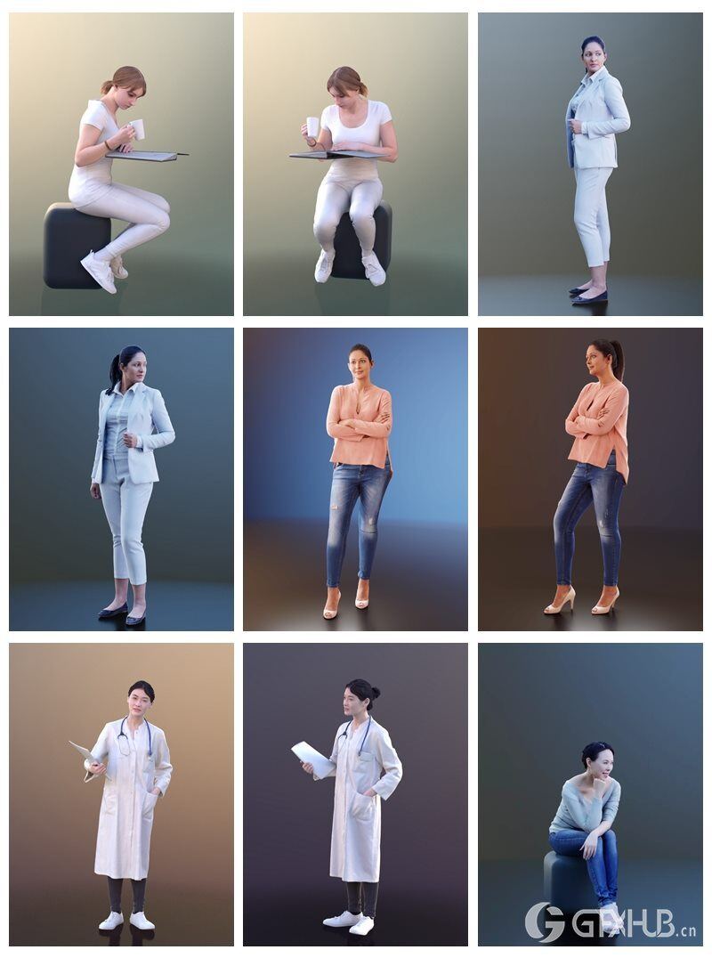 3D People-24个女性3D人物模型 3D People Female 3D model