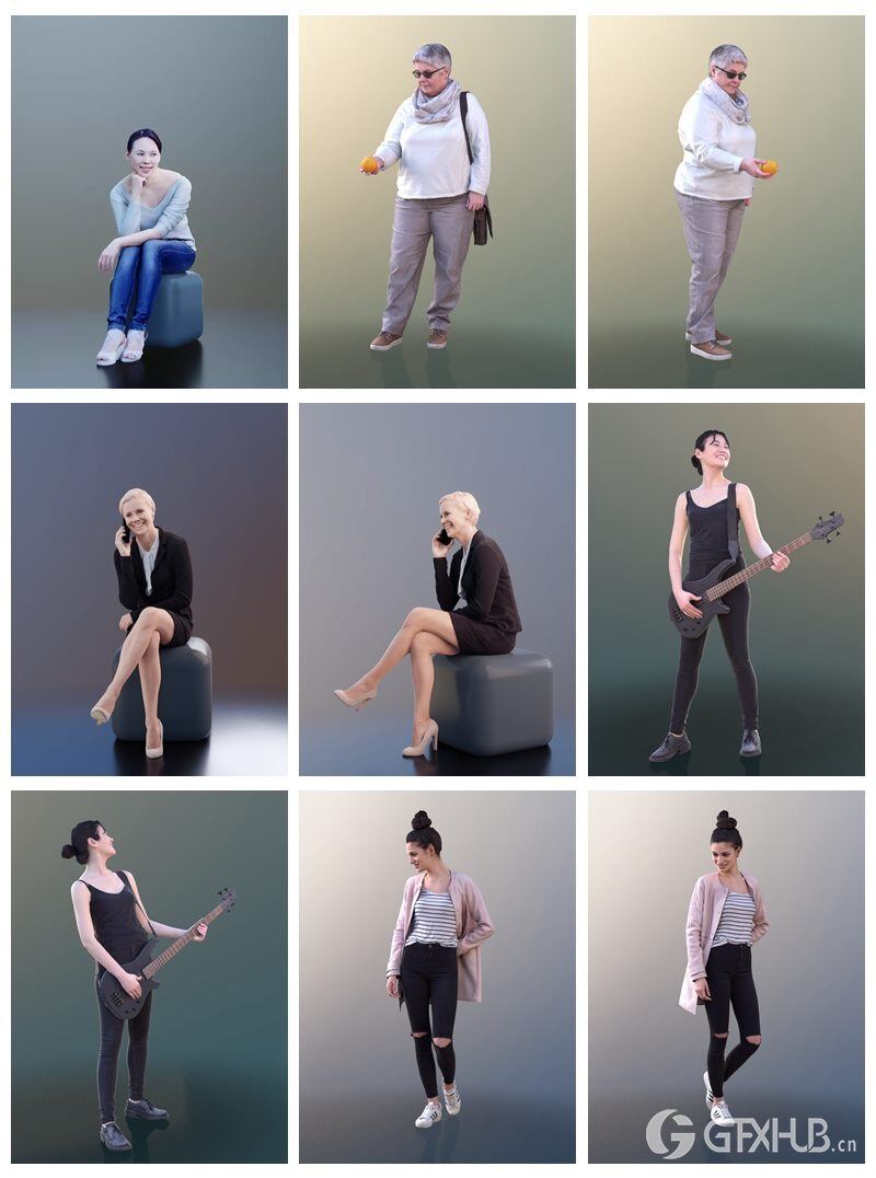 3D People-24个女性3D人物模型 3D People Female 3D model