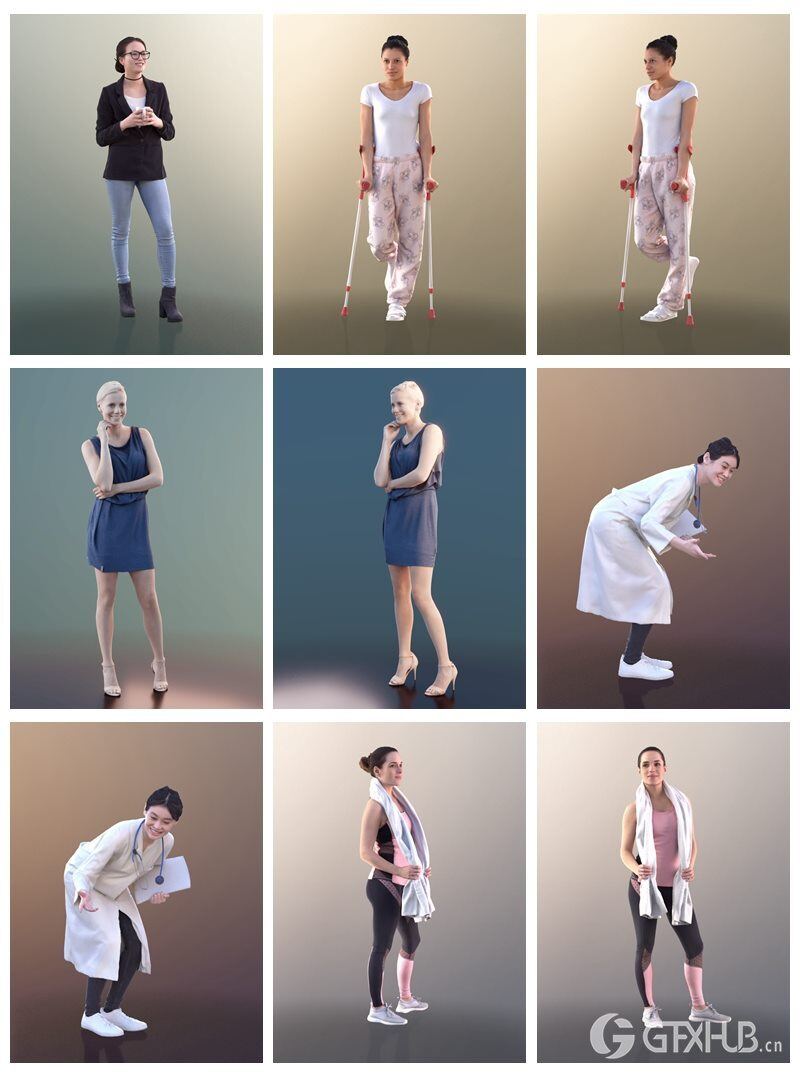 3D People-24个女性3D人物模型 3D People Female 3D model