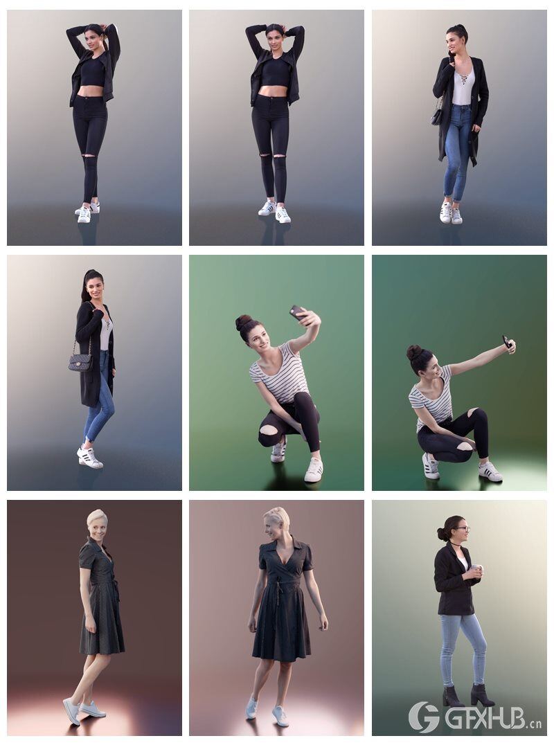 3D People-24个女性3D人物模型 3D People Female 3D model