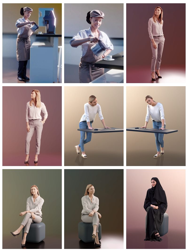 3D People-24个女性3D人物模型 3D People Female 3D model