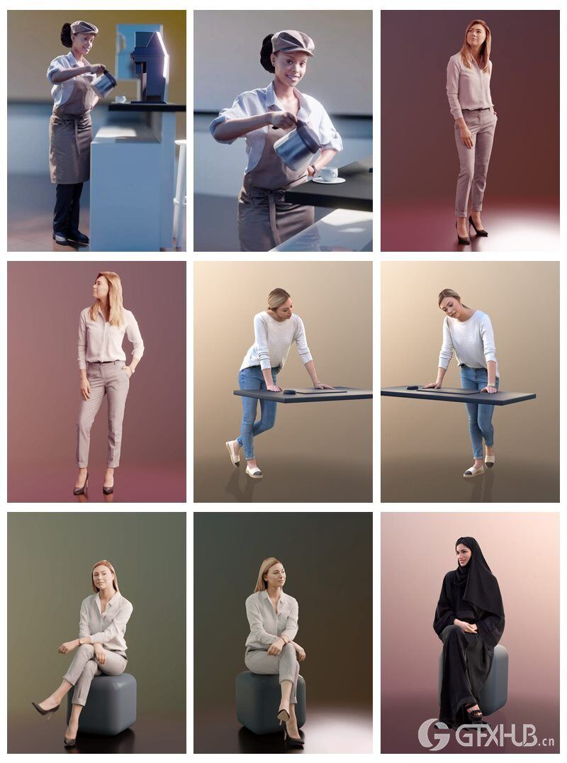 3D People-24个女性3D人物模型 3D People Female 3D model