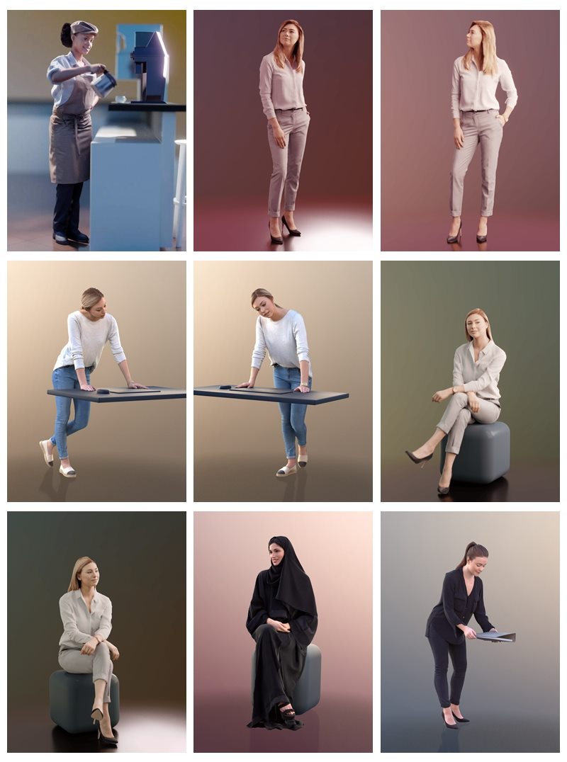 3D People-24个女性3D人物模型 3D People Female 3D model