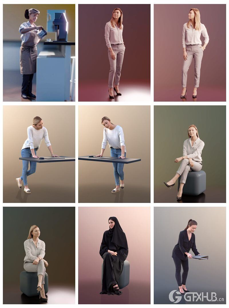 3D People-24个女性3D人物模型 3D People Female 3D model