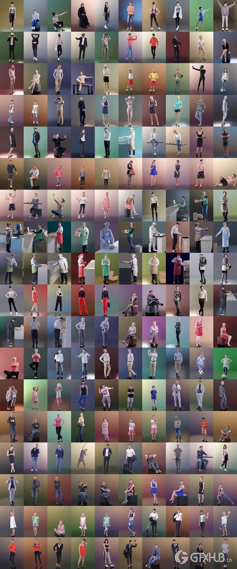 458个C4D人物模型合集 3D PEOPLE – Mega Collection for Cinema 4D