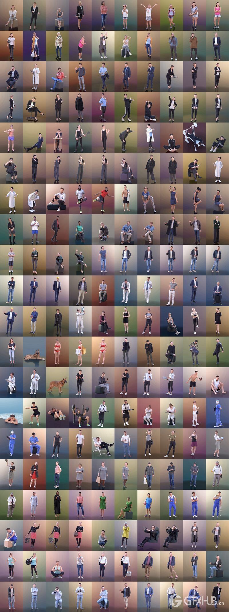 458个C4D人物模型合集 3D PEOPLE – Mega Collection for Cinema 4D