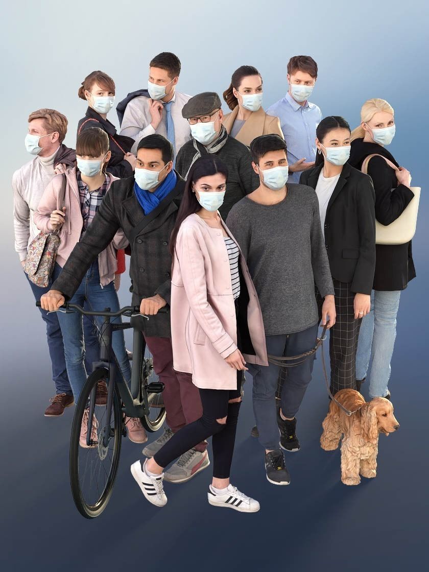 社交距离捆绑包3D模型系列 3D PEOPLE – 1012 Social Distancing Bundle