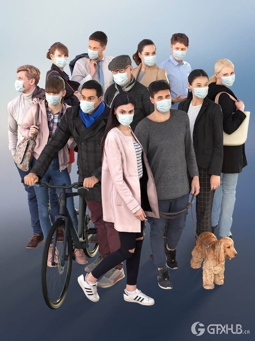 社交距离捆绑包3D模型系列 3D PEOPLE – 1012 Social Distancing Bundle