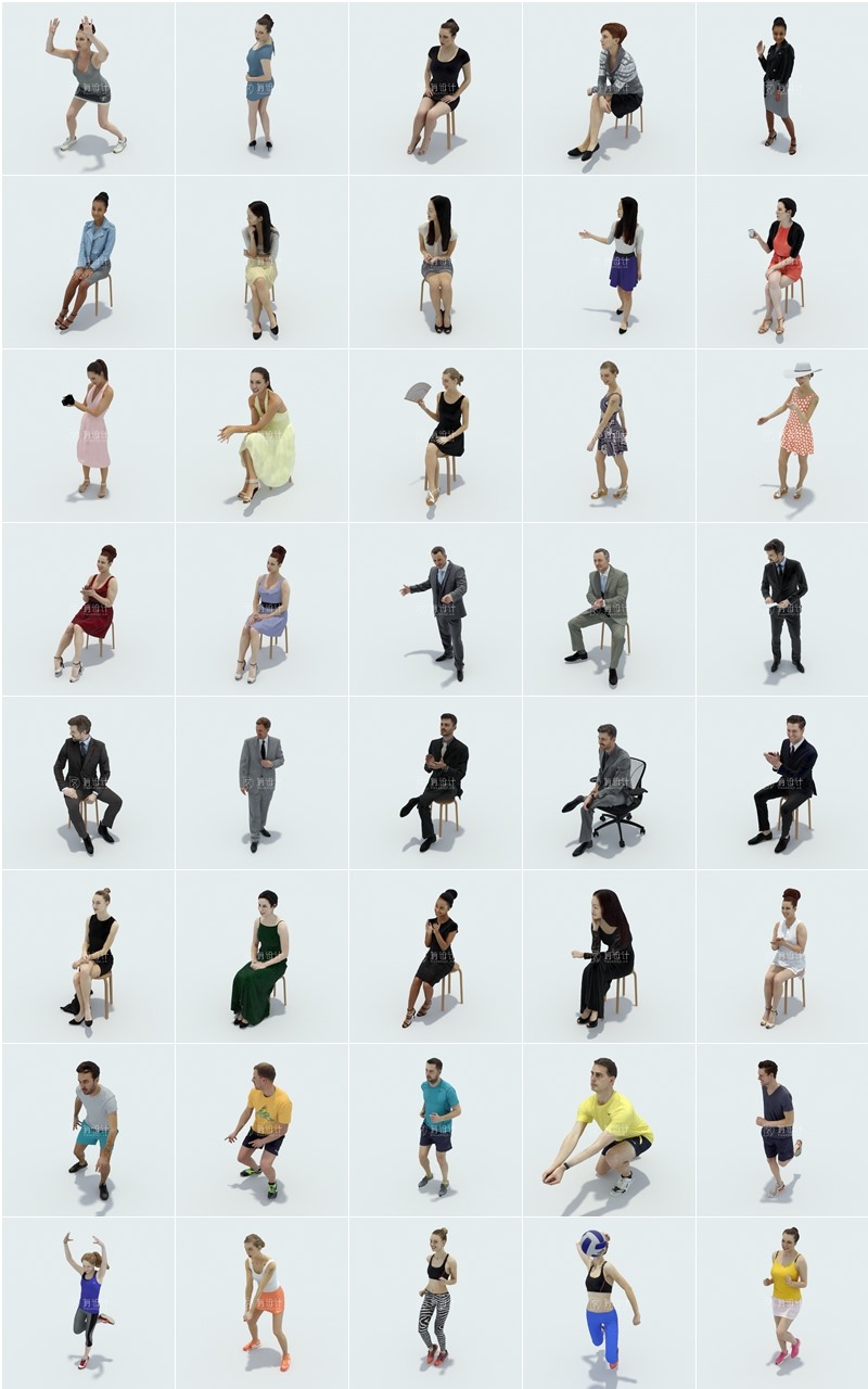 80个3D人物模型合集 适用PM管理器 GoboTree 3d People Collection