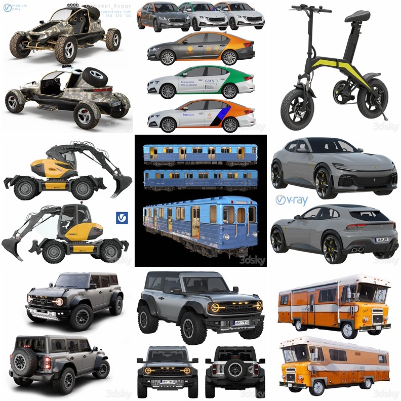 3DSky Pro 40套高精度汽车3D模型合集3.63GB (MAXOBJFBX)