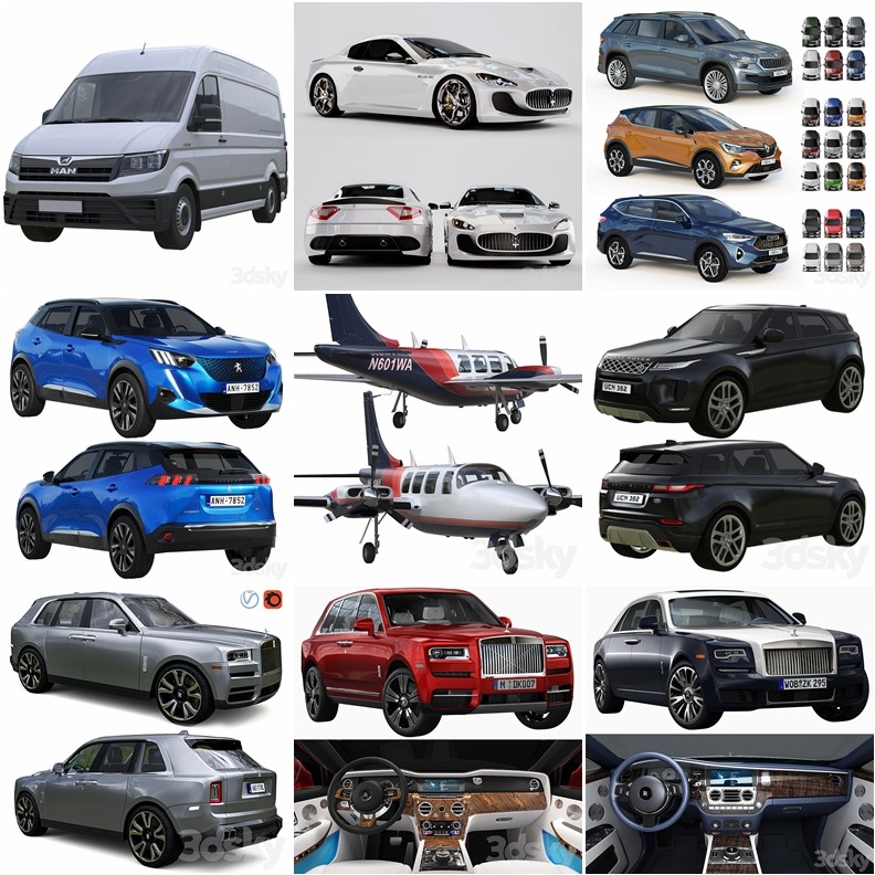3DSky Pro 40套高精度汽车3D模型合集3.63GB (MAXOBJFBX)
