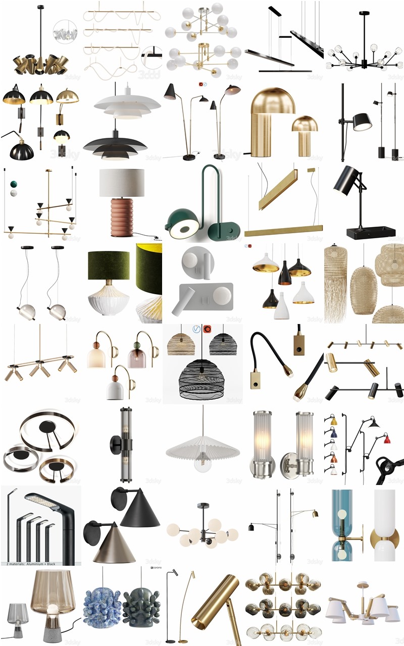 119套高精度灯具3D模型合集 3DSky PRO Lamp 3D model collection
