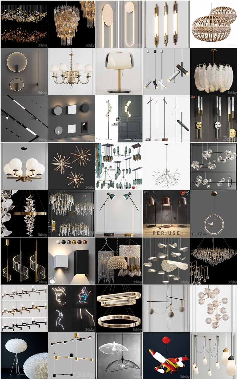 119套高精度灯具3D模型合集 3DSky PRO Lamp 3D model collection