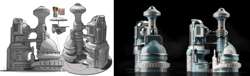 复古未来主义建筑3D模型（blend格式） Kitbash3D – AtomPunk
