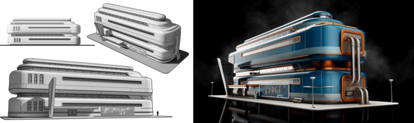 复古未来主义建筑3D模型（blend格式） Kitbash3D – AtomPunk