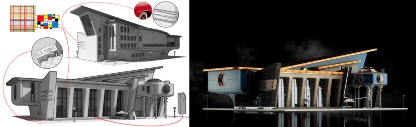复古未来主义建筑3D模型（blend格式） Kitbash3D – AtomPunk