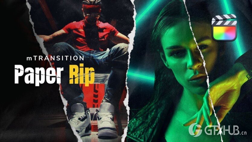 52个创意纸张撕裂转场过渡预设 MotionVFX - mTransition Paper Rip