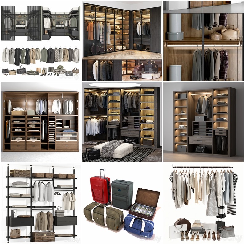 85个衣服包包鞋子3D模型合集 3DSky Pro Clothes, bags, shoes 3d models