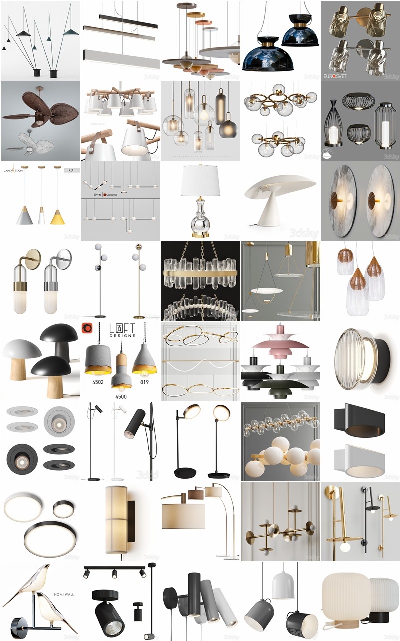 122套高精度灯具3D模型合集 3DSky PRO 122 Lamp 3D model collection