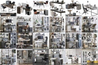 3DSky Pro 66套电脑桌办公桌3D模型合集