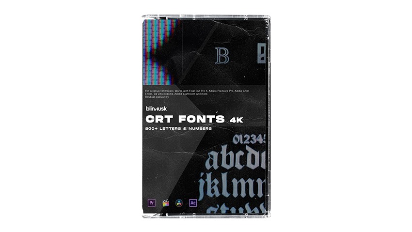 800个复古CRT效果字母标点符号数字元素视频素材 Blindusk – CRT Fonts 4K