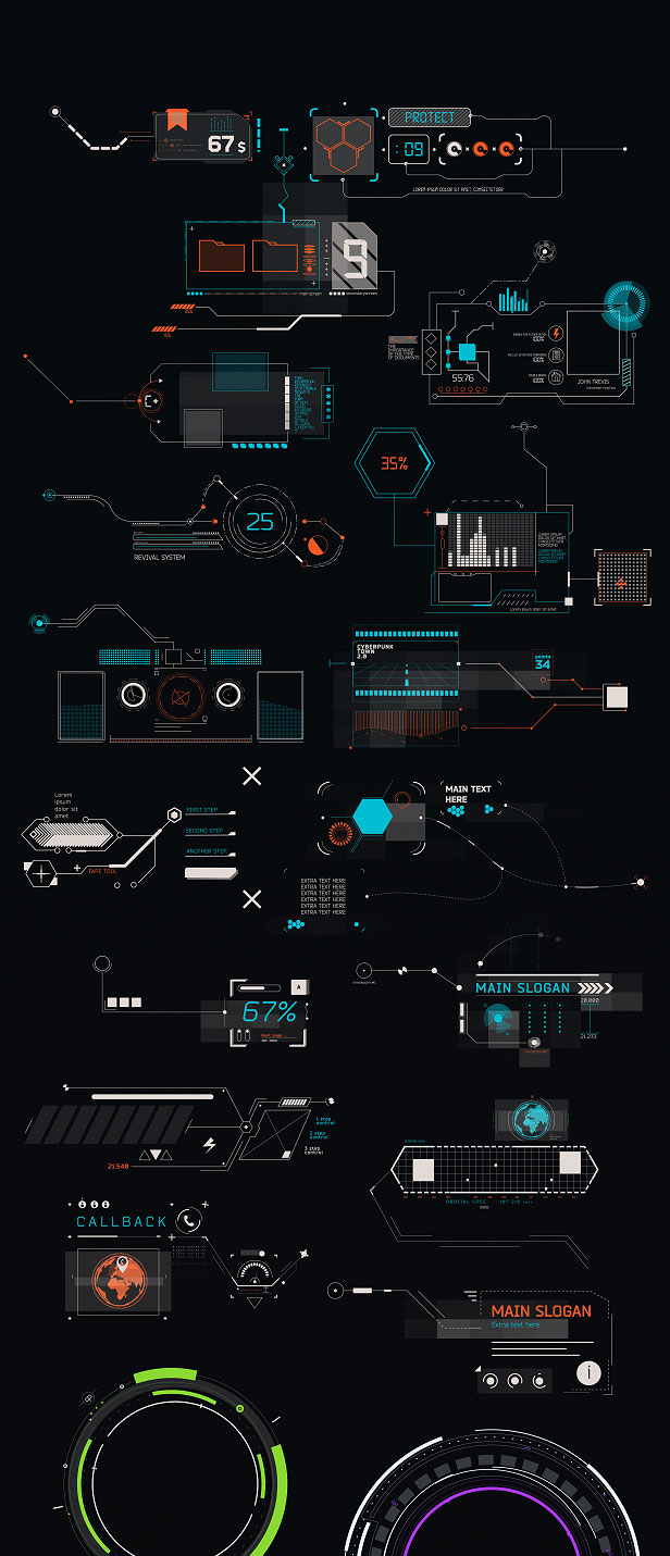 AE模板 - 科技感UI用户界面动画 Videohive - HUD Pack Part 7