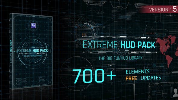 AE模板-700个未来科技感HUD动态图形UI界面元素动画包 Videohive - Extreme HUD Pack v1.5