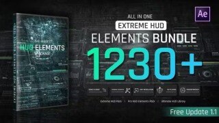 AE模板-1230个未来科技感HUD信息图形UI展示界面动画 Videohive – Extreme HUD Elements Bundle 1200