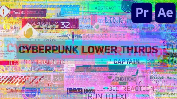AE/PR模板-87个数字科技赛博朋克字幕条标题动画 Videohive - Cyberpunk Lower Thirds