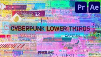 AE/PR模板-87个数字科技赛博朋克字幕条标题动画 Videohive – Cyberpunk Lower Thirds