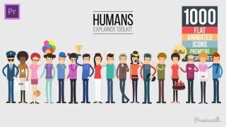 PR模板-二维卡通角色人物解说场景图标MG动画元素包 Videohive – Humans Explainer Essential Graphics  Mogrt