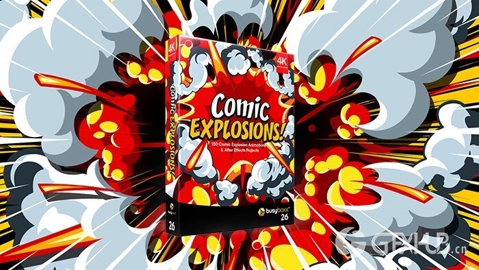 150个动漫卡通烟雾爆炸MG动画特效+AE工程 V26: Comic Explosions