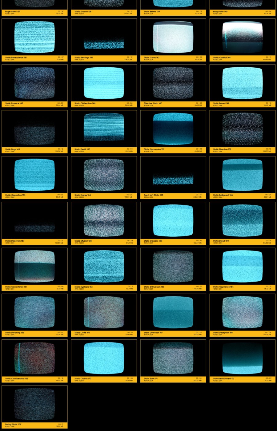 173个信号故障干扰电视雪花闪烁失真特效动画 V27: Static Signals
