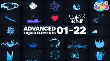 64种卡通水液体飞溅MG图形动画特效元素 Advanced Liquid Elements for FCPX 01-22