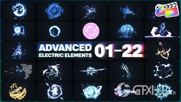 61个发光电荷能量闪光图形特效 Advanced Electric Elements for FCPX 01-22