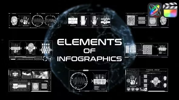 全息界面元素高科技HUD界面动画 Elements Of Infographics for FCPX