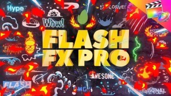 374个二维卡通动漫火焰能量LOGO标题转场MG动画元素包 Flash FX Pro For FCPX