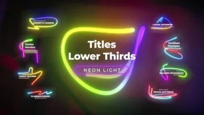 霓虹灯文字标题彩色生长灯管视频字幕9种效果动画 Neon Light Titles 3