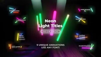 9种霓虹灯文字标题彩色生长灯管视频字幕效果动画 Neon Light Titles 5