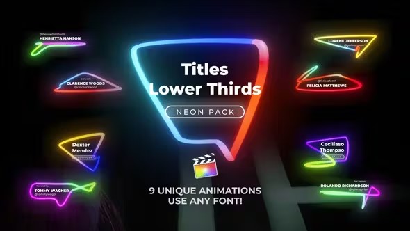 9款彩色生长灯管霓虹灯文字标题视频字幕效果动画 Neon Light Titles 6