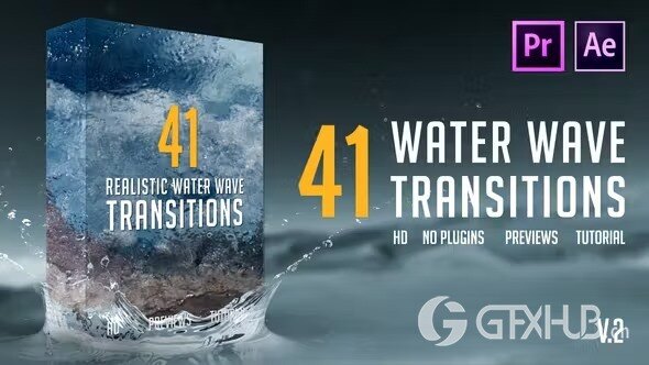41个逼真的水花泡沫海浪转场波浪水波过渡 Realistic Water Wave Transitions Pack
