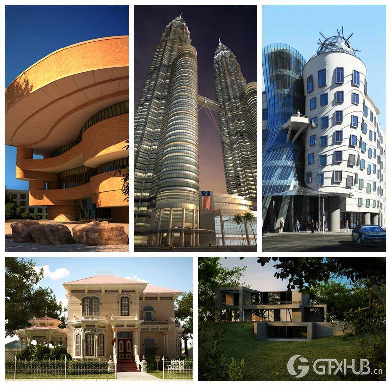 10个地标性建筑高层建筑别墅3D模型场景 Evermotion - Archexteriors vol.6