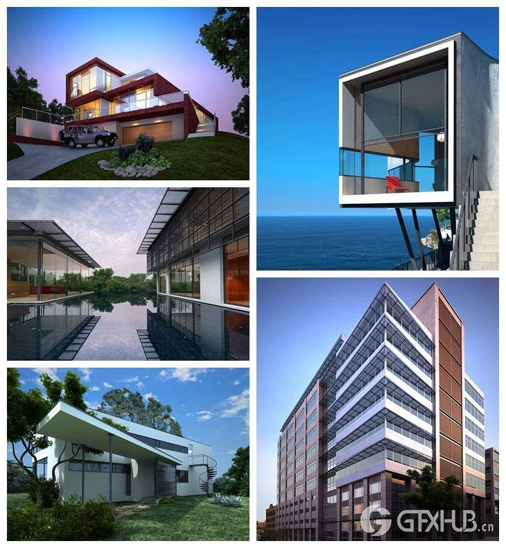 10个办公建筑别墅3D模型场景 Evermotion - Archexteriors vol.8