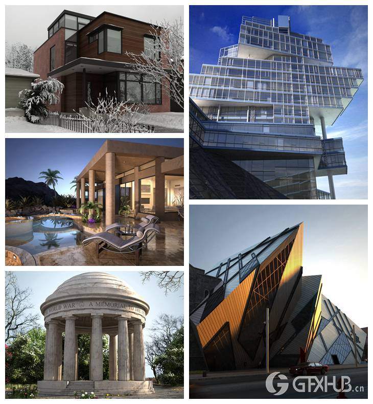 10个办公建筑别墅3D模型场景 Evermotion - Archexteriors vol.8