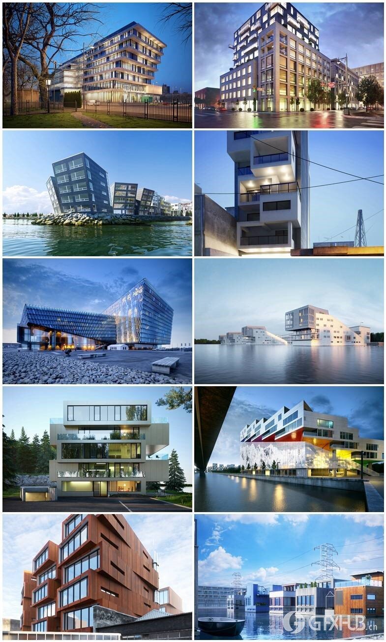 10个高品质建筑3d模型场景 Evermotion - Archexteriors vol.20